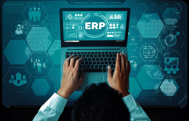 Foto sistema de software de gestão de recursos empresariais (erp) para recursos comerciais