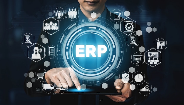 Sistema de software ERP Enterprise Resource Management para plano de recursos de negócios