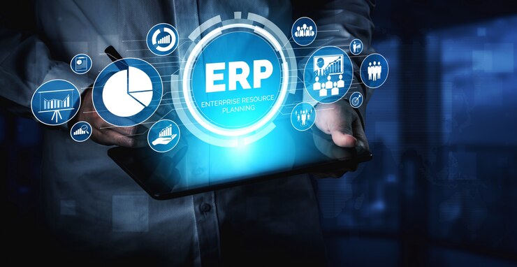 Foto sistema de software erp enterprise resource management para plano de recursos de negócios