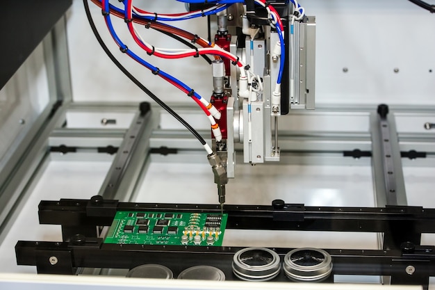 Sistema de dispensación y recubrimiento conformado robótico flexible para encapsulado de recubrimiento selectivo