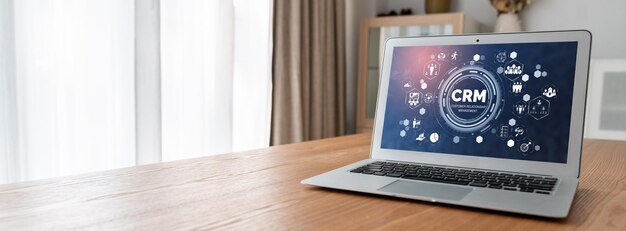 Sistema de gestión de relaciones con los clientes en computadora modish para negocios y empresas de CRM