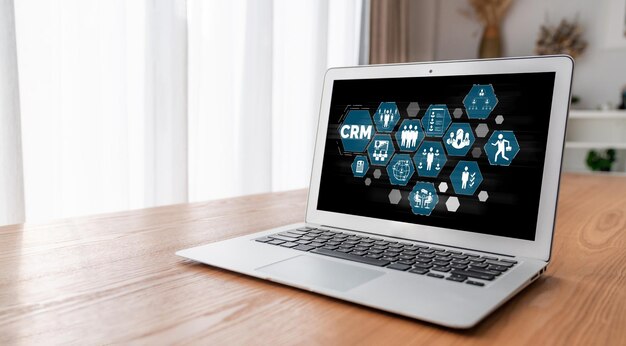 Sistema de gestión de relaciones con los clientes en computadora modish para negocios y empresas de CRM