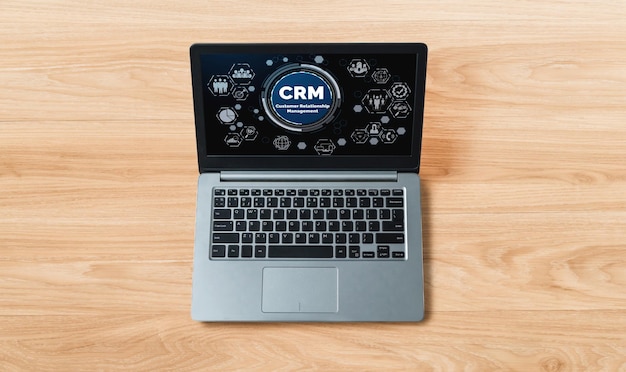 Sistema de gestión de relaciones con los clientes en computadora modish para negocios y empresas de CRM