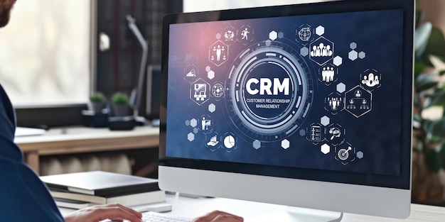 Sistema de gestión de relaciones con los clientes en computadora rápida para el negocio de CRM