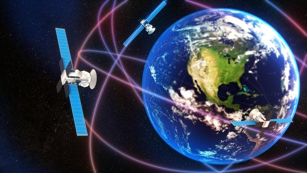 Foto sistema global de navegación por satélite gnss, palabra general para sistemas de navegación por satélite, render 3d