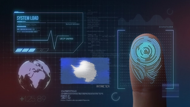 Sistema de identificación biométrica de escaneo de huellas digitales Nacionalidad antártica