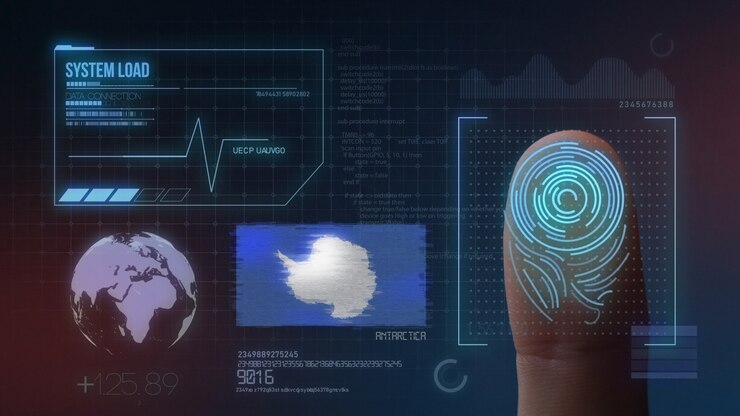 Foto sistema de identificación biométrica de escaneo de huellas digitales nacionalidad antártica