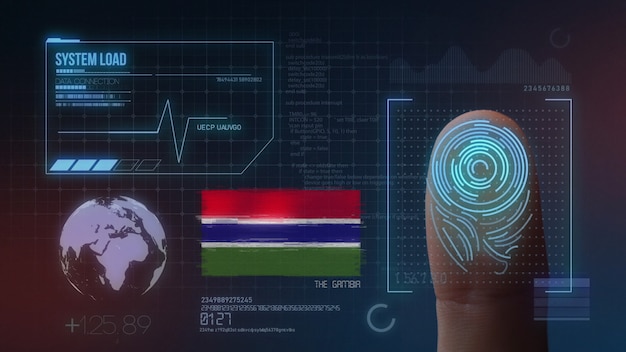 Sistema de identificación biométrica de escaneo de huellas digitales La nacionalidad gambia