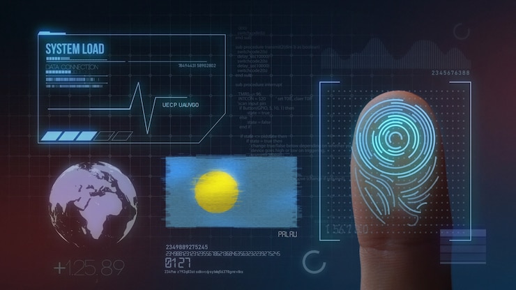 Foto sistema de identificación biométrica de escaneo de huellas digitales nacionalidad palau