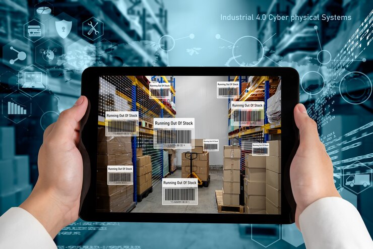 Foto sistema inteligente de gestión de almacenes que utiliza tecnología de realidad aumentada