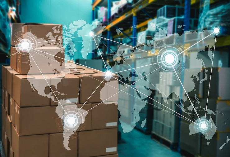 Foto sistema inteligente de gestión de almacenes con tecnología innovadora de internet de las cosas