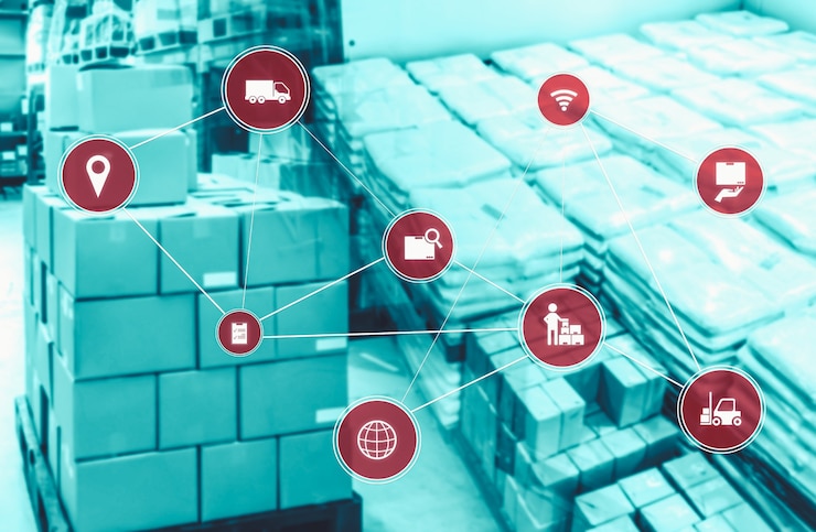Foto sistema inteligente de gestión de almacenes con tecnología innovadora de internet de las cosas