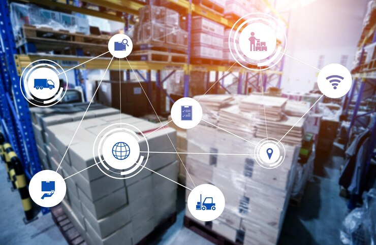 Foto sistema inteligente de gestión de almacenes con tecnología innovadora de internet de las cosas