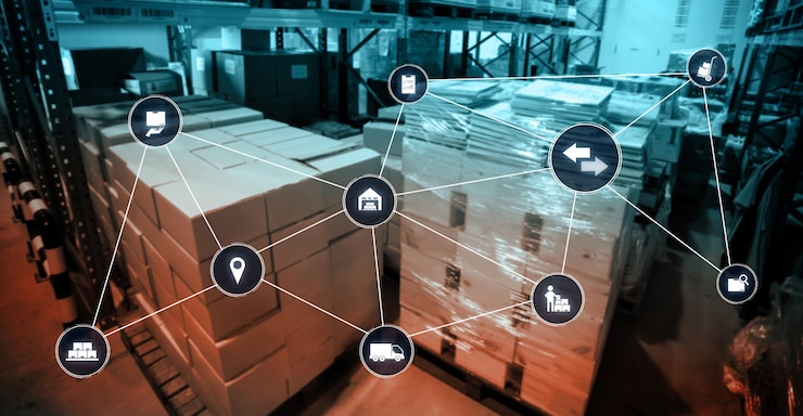 Foto sistema inteligente de gestión de almacenes con tecnología innovadora de internet de las cosas