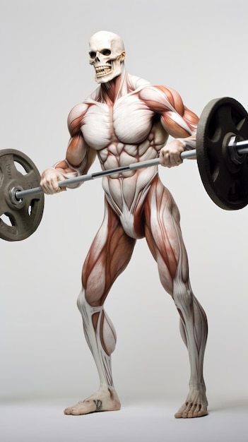 Foto sistema muscular de un levantamiento de pesas masculino humano
