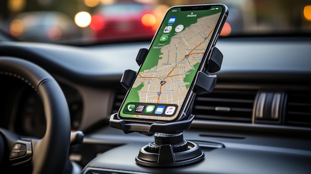 Foto sistema de navegación gps con teléfono inteligente