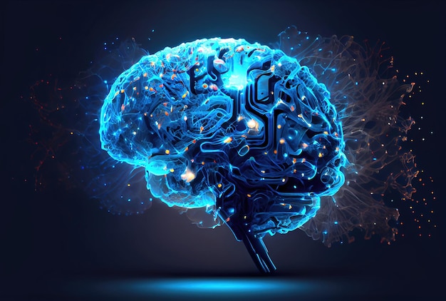El sistema nervioso en el cerebro humano funciona con inteligencia artificial Concepto de salud comercial y médica IA generativa