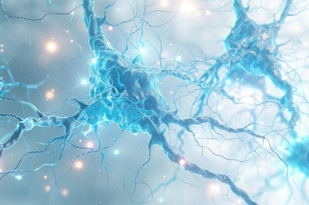 sistema nervioso humano con impulsos eléctricos que viajan a través de las neuronas