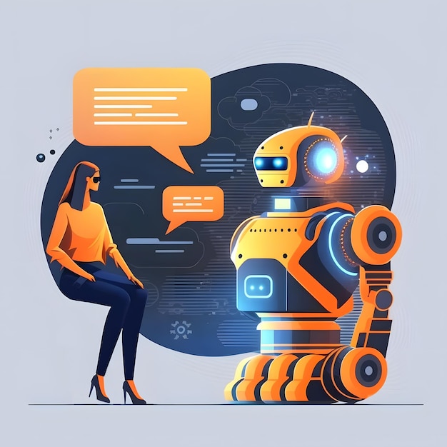 Sistema de niña y robot Inteligencia artificial Chatgpt Chatbot AI comunicación tecnología inteligente