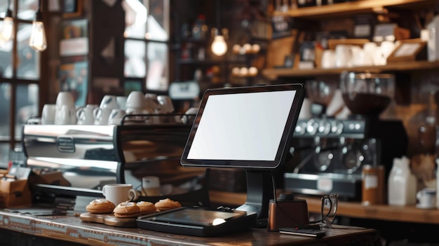 Sistema Pos no cenário de café uso de barista destacado ai criado