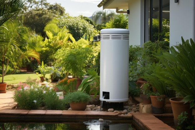 Un sistema de recolección de agua de lluvia con un tanque de agua y una unidad de filtración