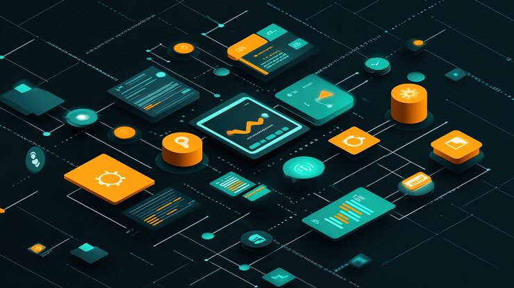 Foto sistema de red digital de datos y tecnología interconectados