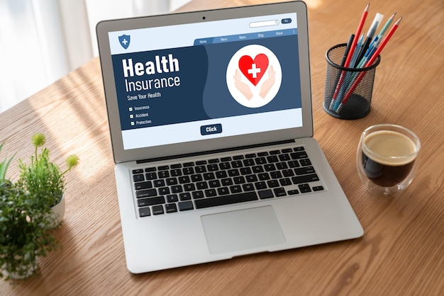 Foto sistema de registro moderno del sitio web del seguro de salud