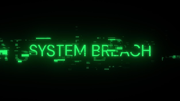 Sistema de renderización 3D violación de texto con efectos de pantalla de fallas tecnológicas