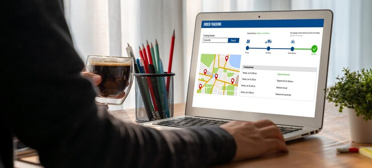 Foto sistema de seguimiento de entregas para comercio electrónico y negocios en línea modernos