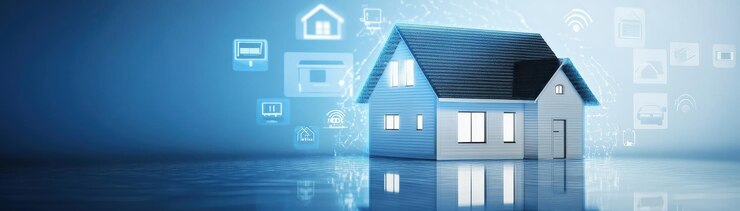 Sistema de seguridad automático para el hogar moderno con espacio para copiar en un fondo elegante