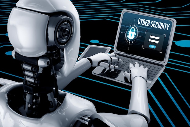 El sistema de seguridad cibernética en la pantalla de la computadora protege la información privada cómodamente