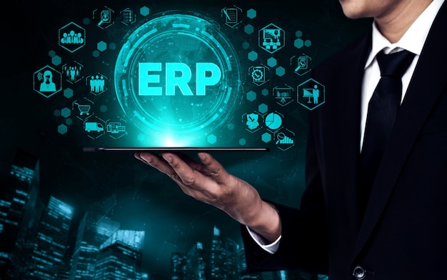 Sistema de software ERP Enterprise Resource Management para plan de recursos comerciales