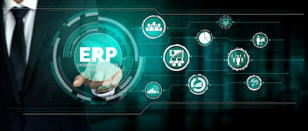 Sistema de software ERP Enterprise Resource Management para el plan de recursos empresariales