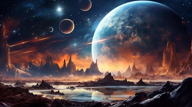 Sistema solar e imagem de fundo espacial