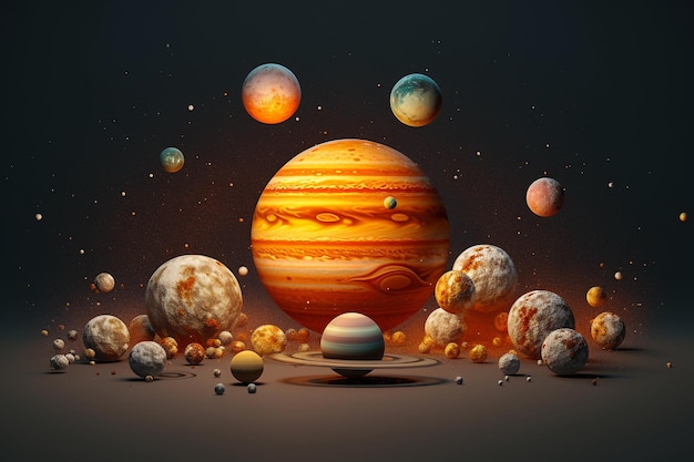 Sistema solar con muchos planetas
