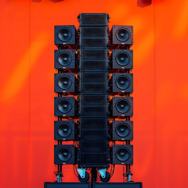 Sistema de sonido Black Outdoor Line Array para elevar la producción de conciertos