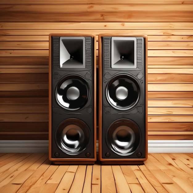 Sistema de sonido con fondo de madera