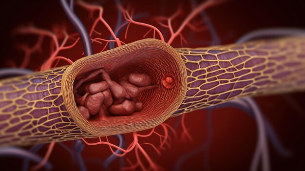 Sistema venoso humano anatómico de primer plano fondo oscuro flujo sanguíneo tablero didáctico de sangre