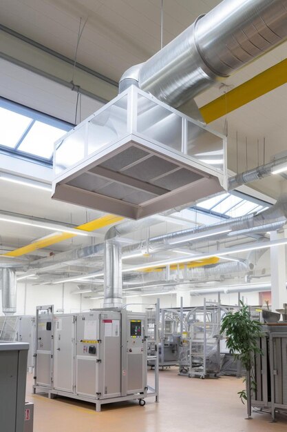 Foto sistema de ventilación de extracción de la campana de suministro de aire de retorno para la industria de la fábrica de alimentos