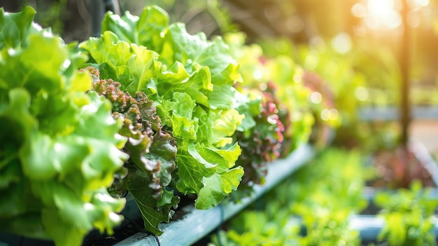 Foto sistemas de agricultura hidropónica que producen verduras frescas en entornos urbanos revolucionan la agricultura tradicional con la tecnología