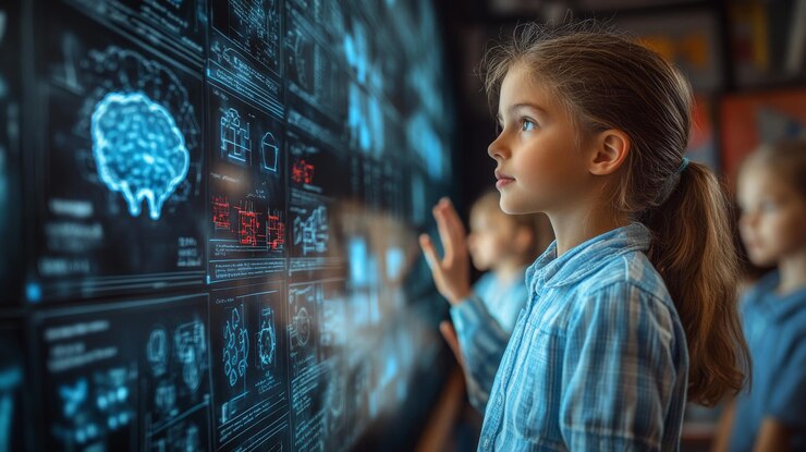 Foto sistemas educativos inteligentes que utilizan ia para adaptar las lecciones al estilo de aprendizaje de cada estudiante un aula donde la ia personaliza las lecciones para cada estudiante
