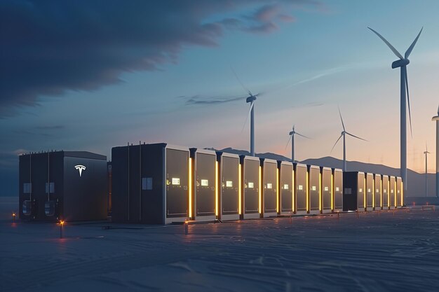 Foto sistemas para turbinas eólicas y almacenamiento de energía de baterías modulares ia generativa