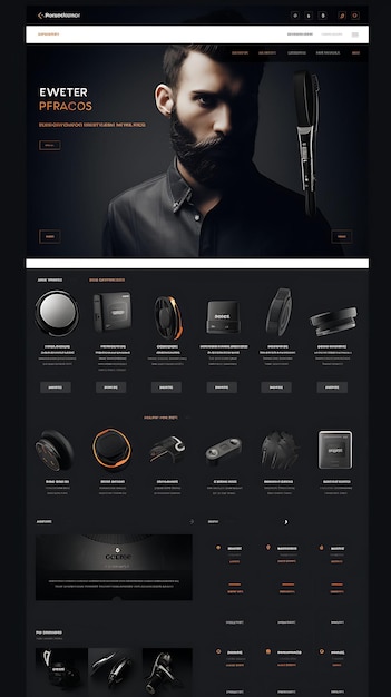 Foto site de acessórios e kits de higiene masculina cor elegante e moderna th layout design concept idea