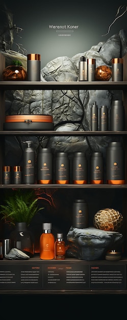Site de produtos de cuidados com o cabelo para homens Tons terrestres Tema de cor com uma ideia de conceito de design de layout em C