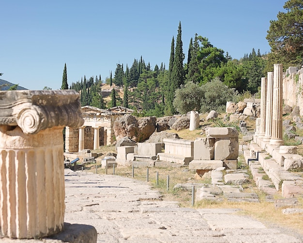 Sitio arqueológico de la antigua Delfos, Grecia