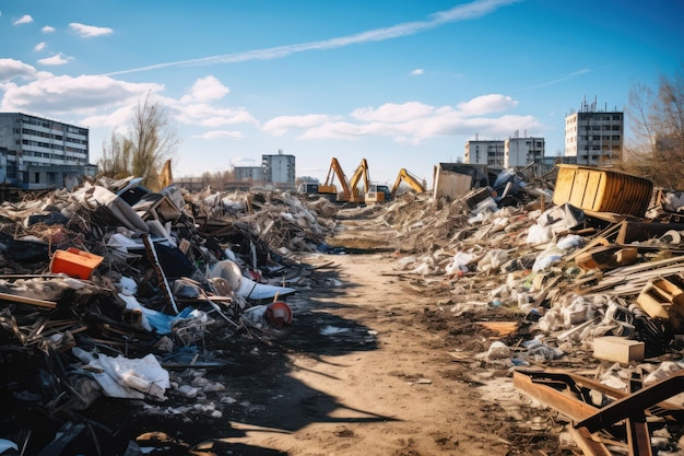 El sitio de construcción abandonado sufre las consecuencias del vertido ilegal de residuos y la eliminación negligente