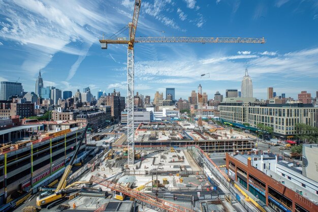 Un sitio de construcción en el medio de una ciudad