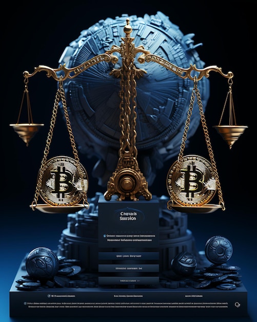 Foto sitio legal de bitcoin con diseño autorizado y ilustración de bitcoin gav idea de fondo creativa