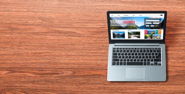 Foto sitio web de la agencia de viajes en línea para la búsqueda de moda y la planificación de viajes