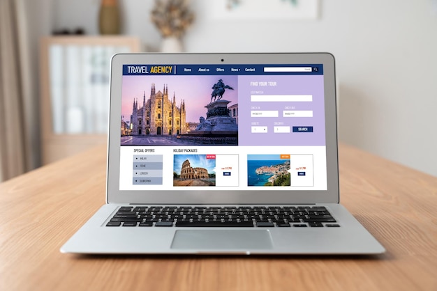 Sitio web de la agencia de viajes en línea para la búsqueda de moda y la planificación de viajes